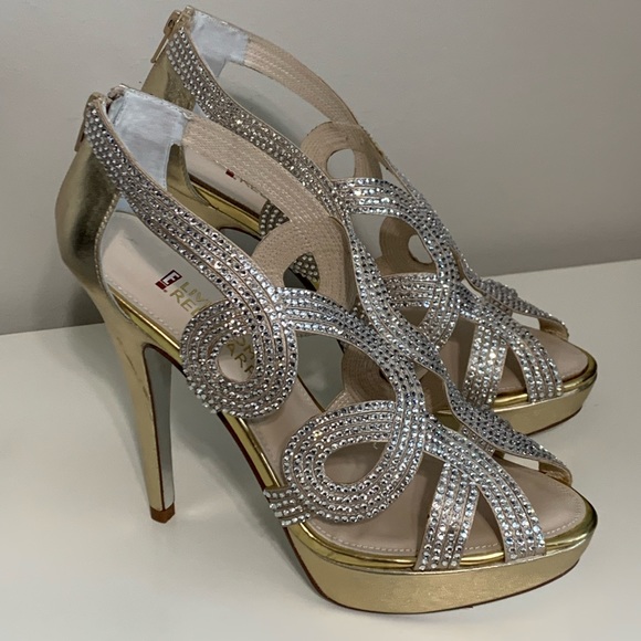 E! Live From The Red Carpet Size 10 Gold Sparkly High Heel Formal Rhinestone 10 - Picture 2 of 7